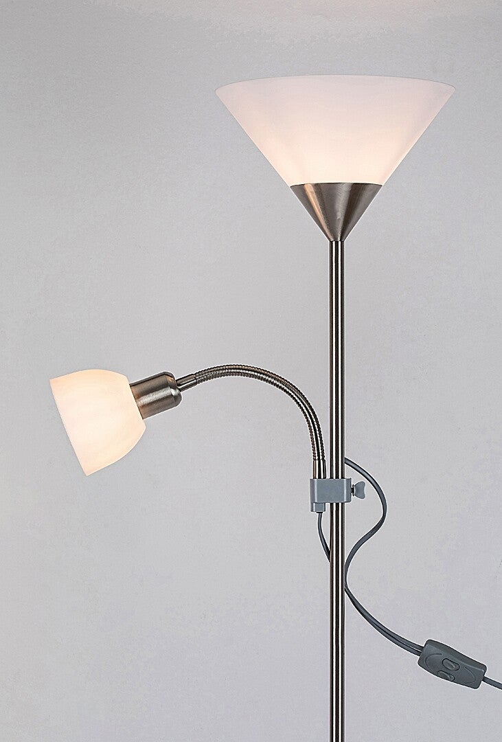 Lampa podłogowa stojąca Action chrom satynowany-biała 1xE27x100W wym: 178 x 24,2 x 24,2 cm metal Rabalux