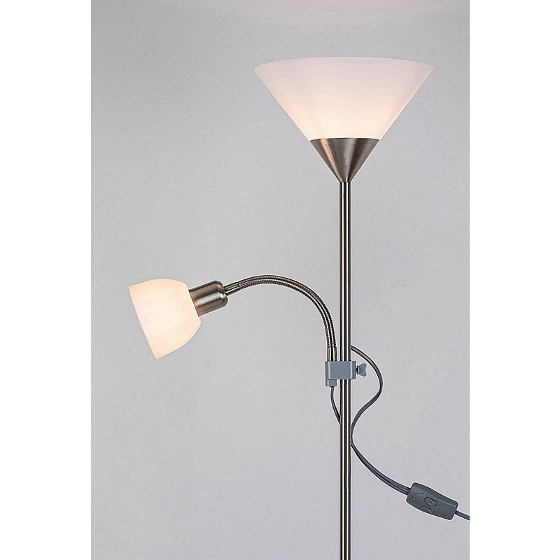 Lampa podłogowa stojąca Action chrom satynowany-biała 1xE27x100W wym: 178 x 24,2 x 24,2 cm metal Rabalux