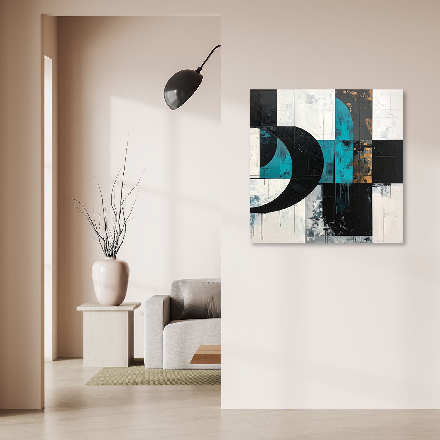 Obraz do salonu sypialni biura, Geometryczne kształty abstrakcja turkusowy 30x30 - 2
