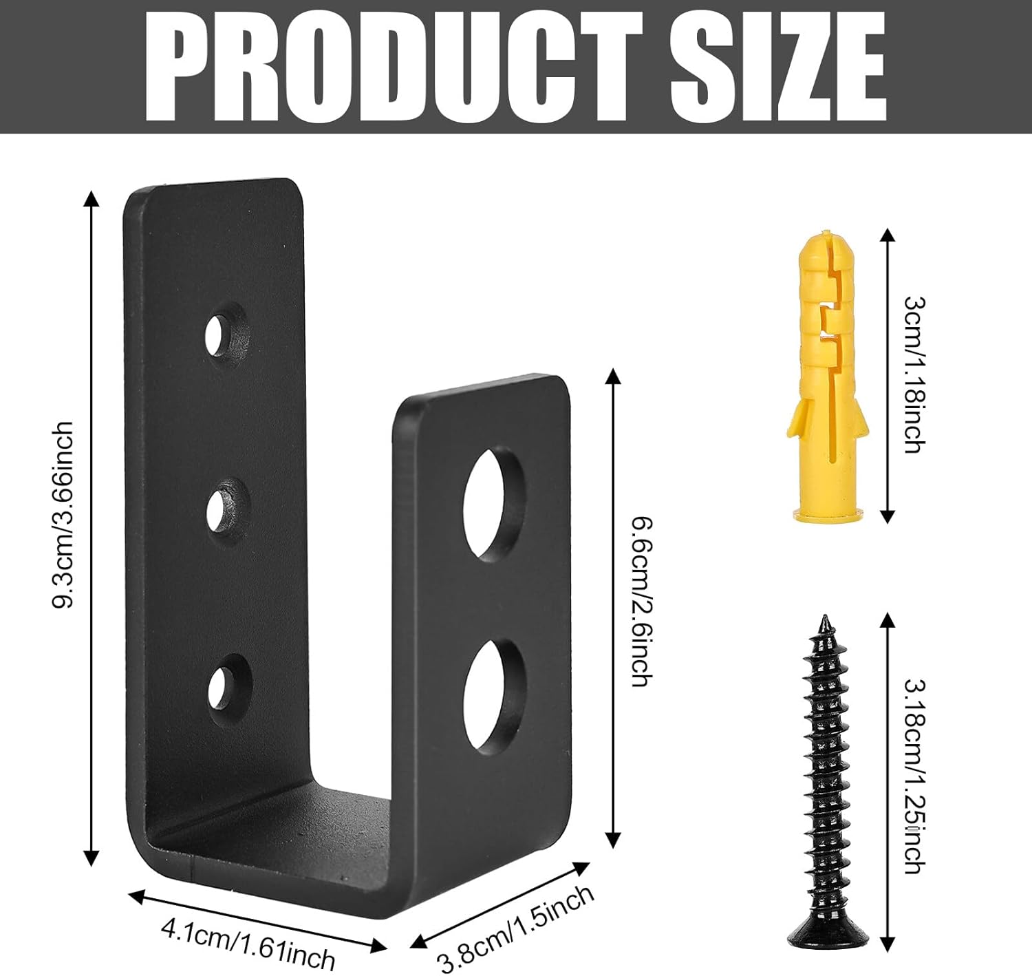 Lot de 4 supports en U en acier inoxydable, barres de porte en acier pour barricades, serrures de porte de sécurité en U en profilé en acier pour se - 2