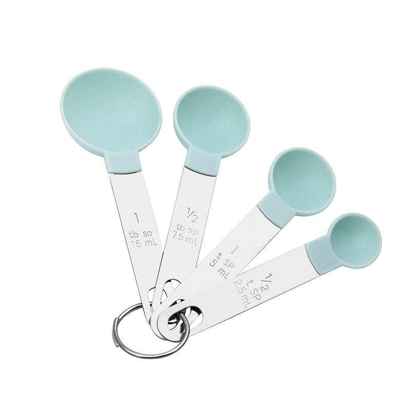 Lot De 10 Cuillères Doseuses En Acier Inoxydable - Précises, Antidérapantes, Colorées Arc-en-Ciel Avec Anneaux De Rangement - Idéales Pour Cuisine Et Compatible Lave-Vaisselle
