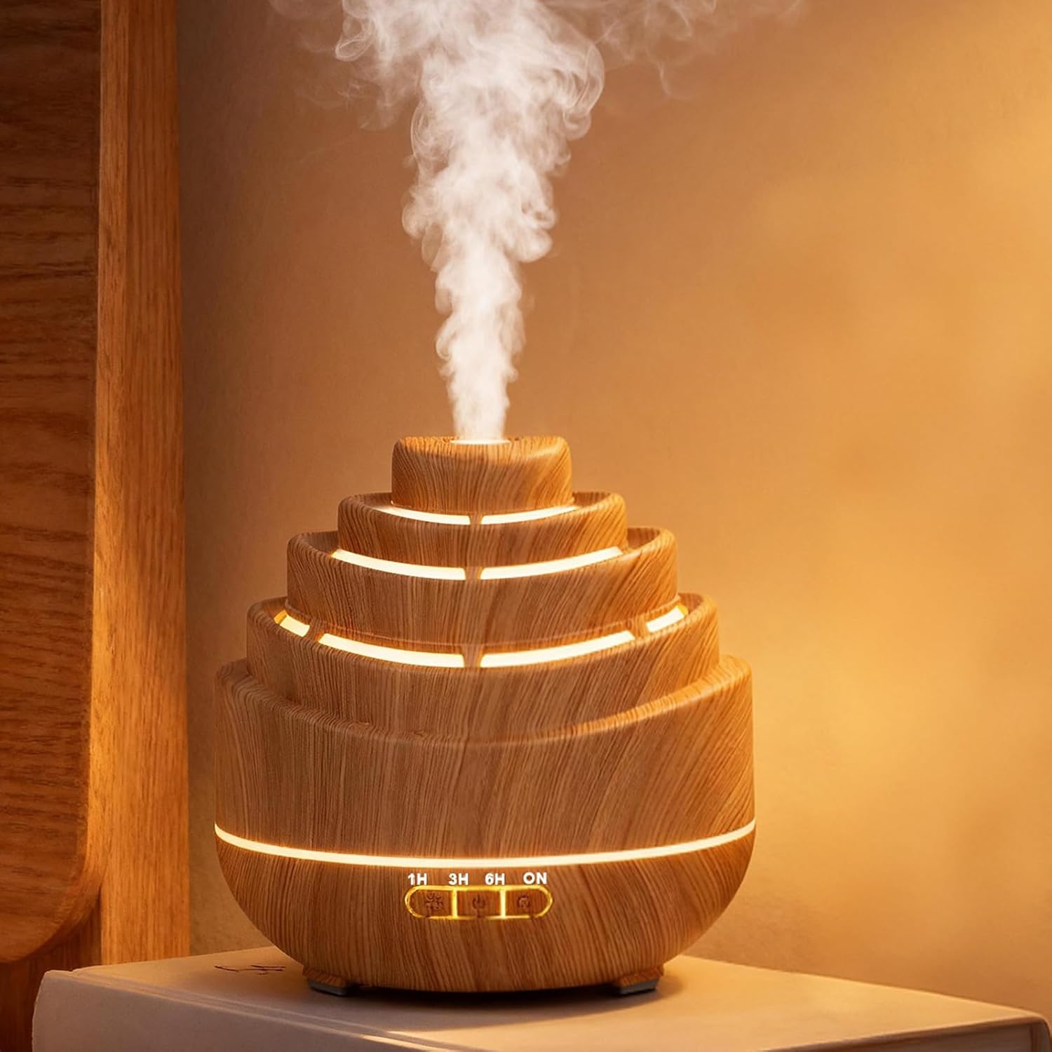 Dyfuzor olejków eterycznych 500 ml, elektryczny dyfuzor zapachowy, nawilżacz ultradźwiękowy, dyfuzor aromaterapeutyczny do domu, joga