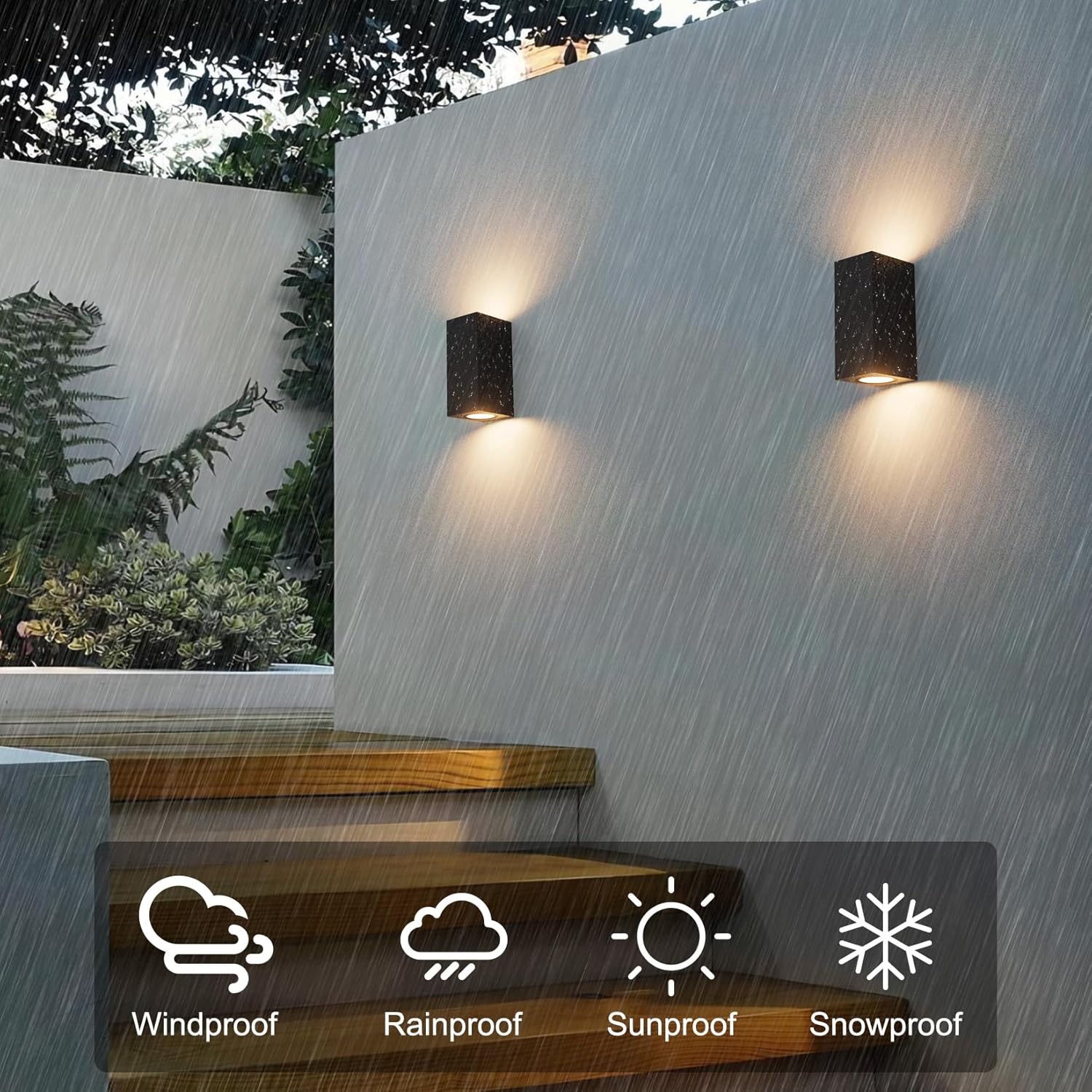 Applique LED noire rectangulaire double lampe GU10 Applique jardin entrée IP65 COULEUR NOIRE - 8