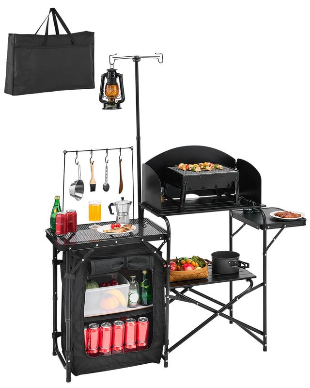 WOONEKY Paravento Pieghevole Per Campeggio: Schermo Antivento In Alluminio Con Picchetti Per Stufa E Barbecue