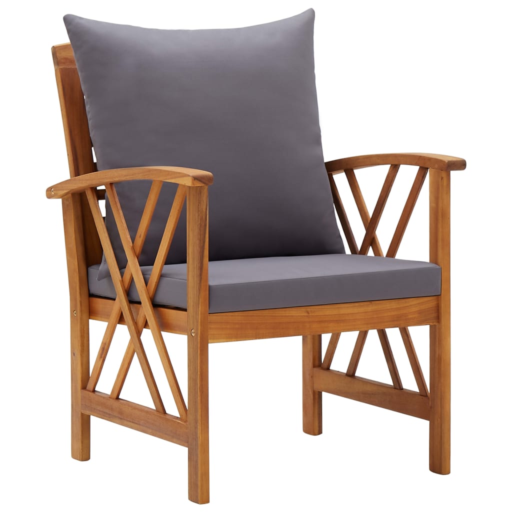 Lot de 2 Chaise de jardin avec coussin VIDAXL en Bois Gris - 2