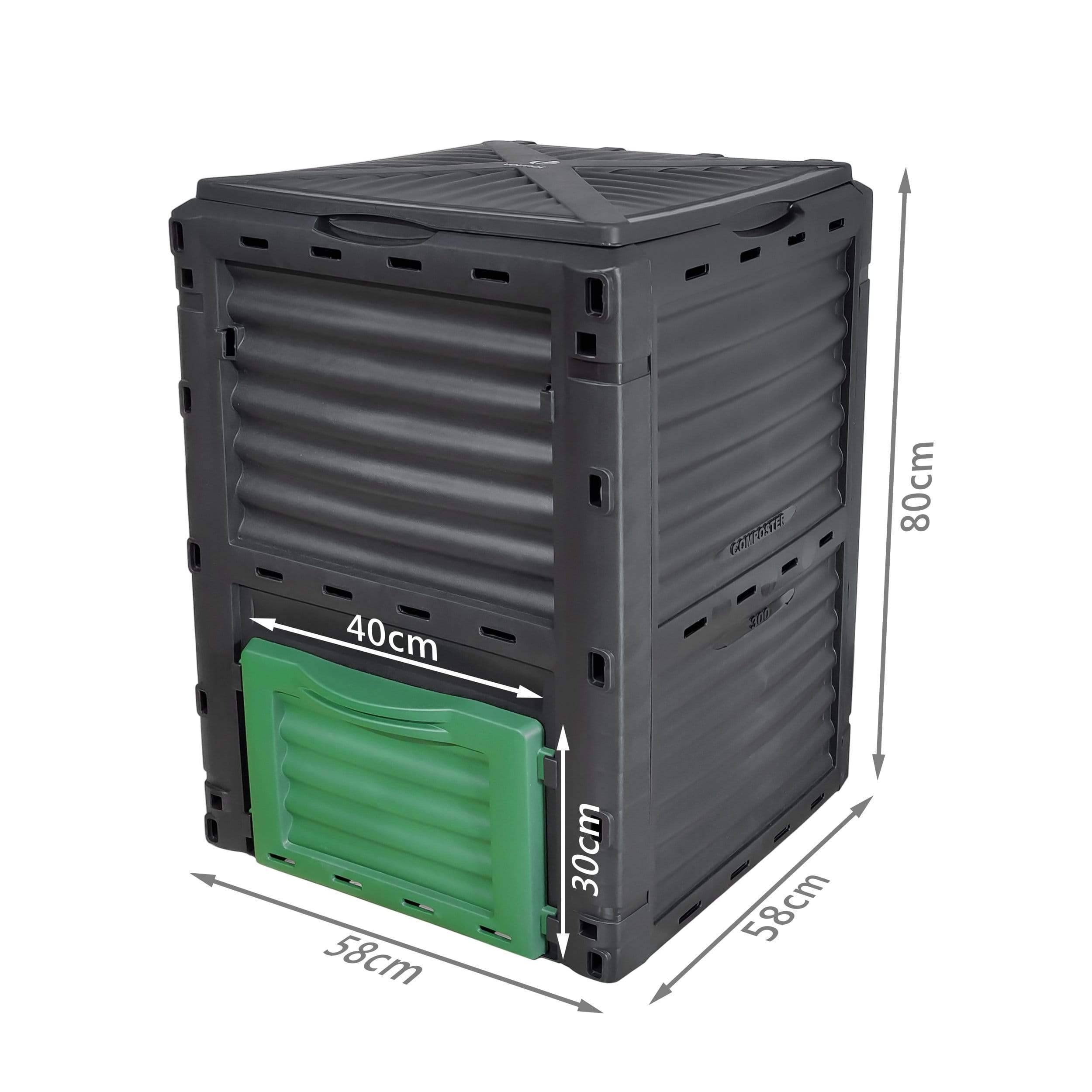 Compostador de Jardín 300L, Compostera Orgánica, Negro y Verde - 7