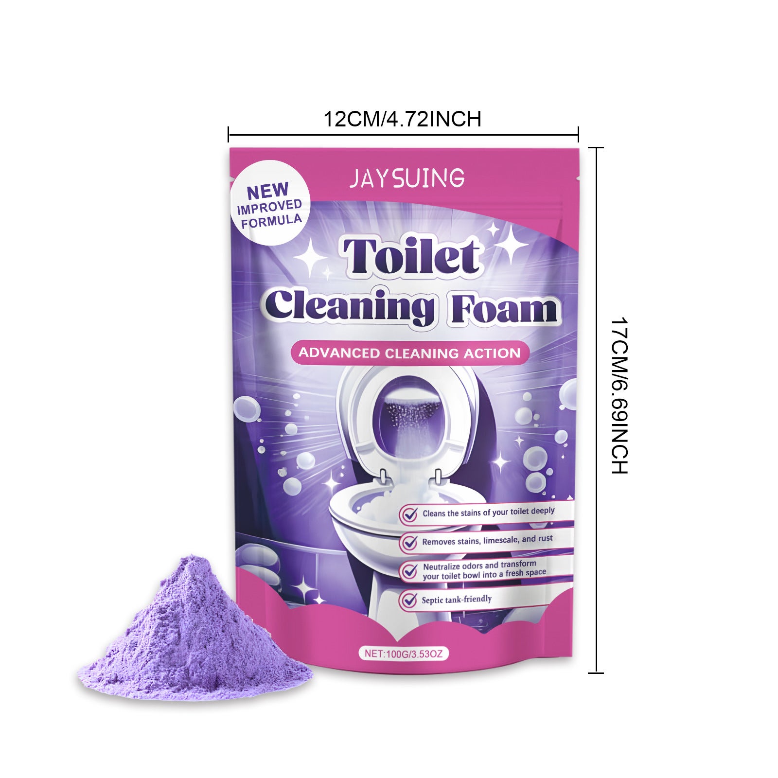 Nettoyant WC - poudre nettoyante - détachant et désodorisant - nettoyant WC aromatique - 100 ml de poudre nettoyante - 2