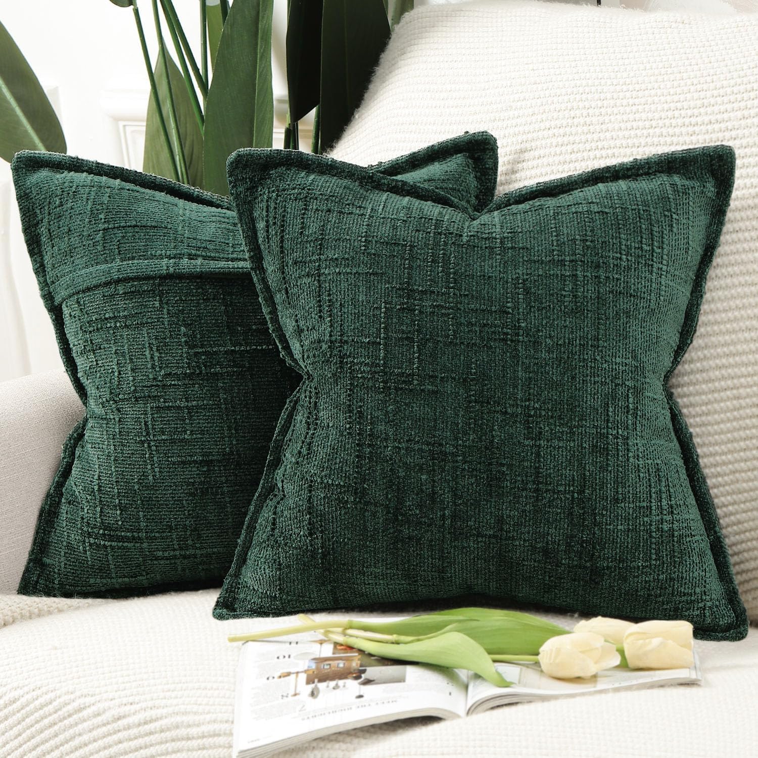 Vorysum Fiori Federe Cuscini Divano 50x50 cm Set di 2 Impermeabili Moderno Decorativi Copricuscini Astratto Cuscini da Esterno all'Aperto per Giardino Soggiorno Divano Pittura a Inchiostro-C