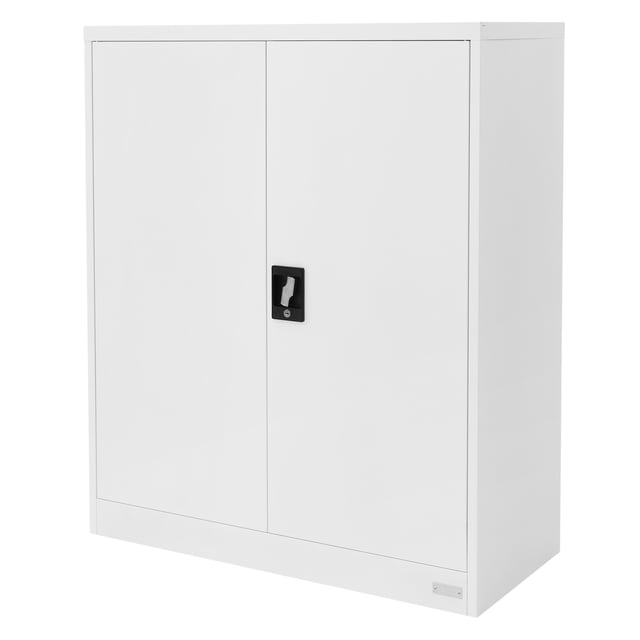 Armadio per archivio 90x40x109 cm con 3 ripiani regolabili in altezza, acciaio bianco