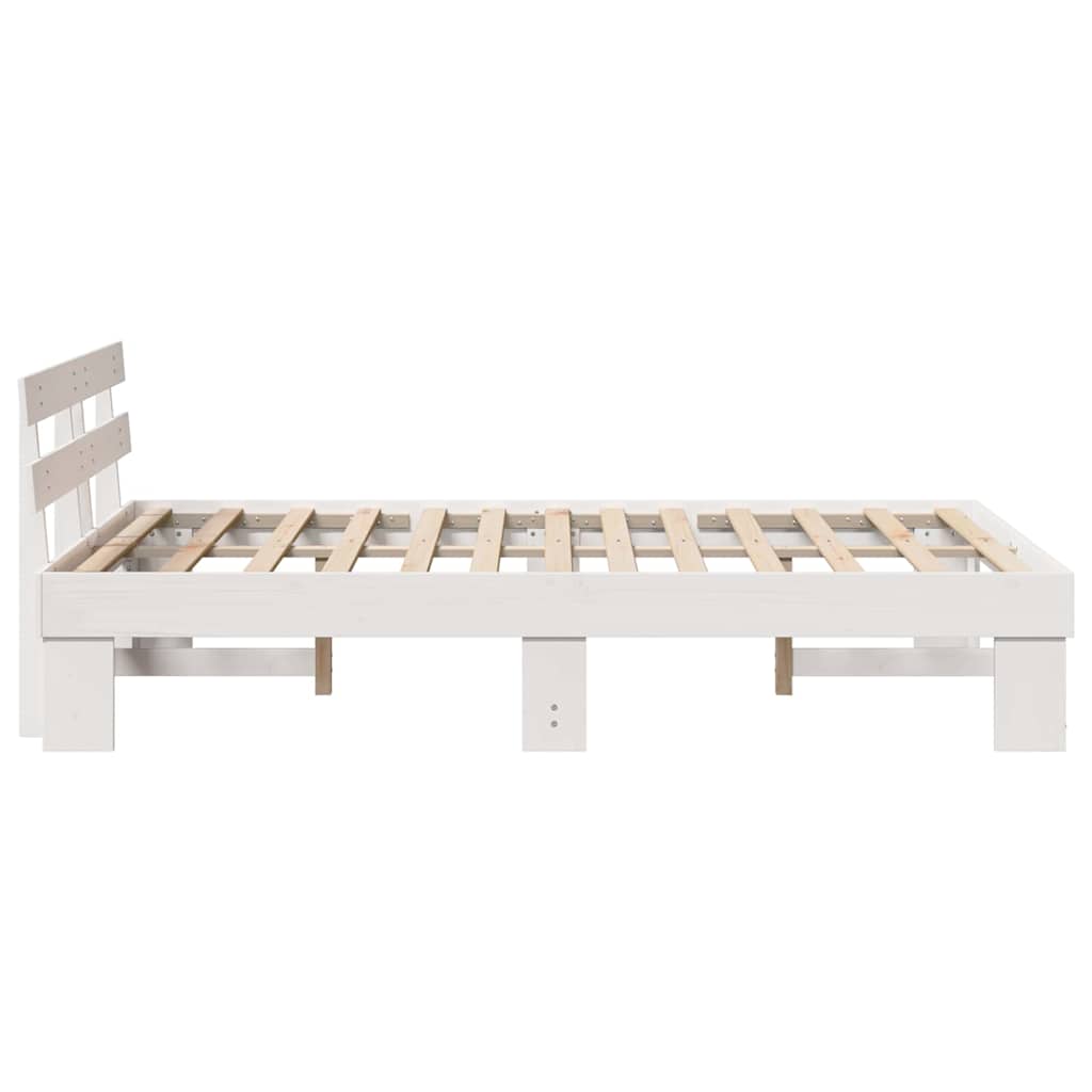 Cadre de lit avec tête de lit blanc 120 x 190 cm en pin massif - 6