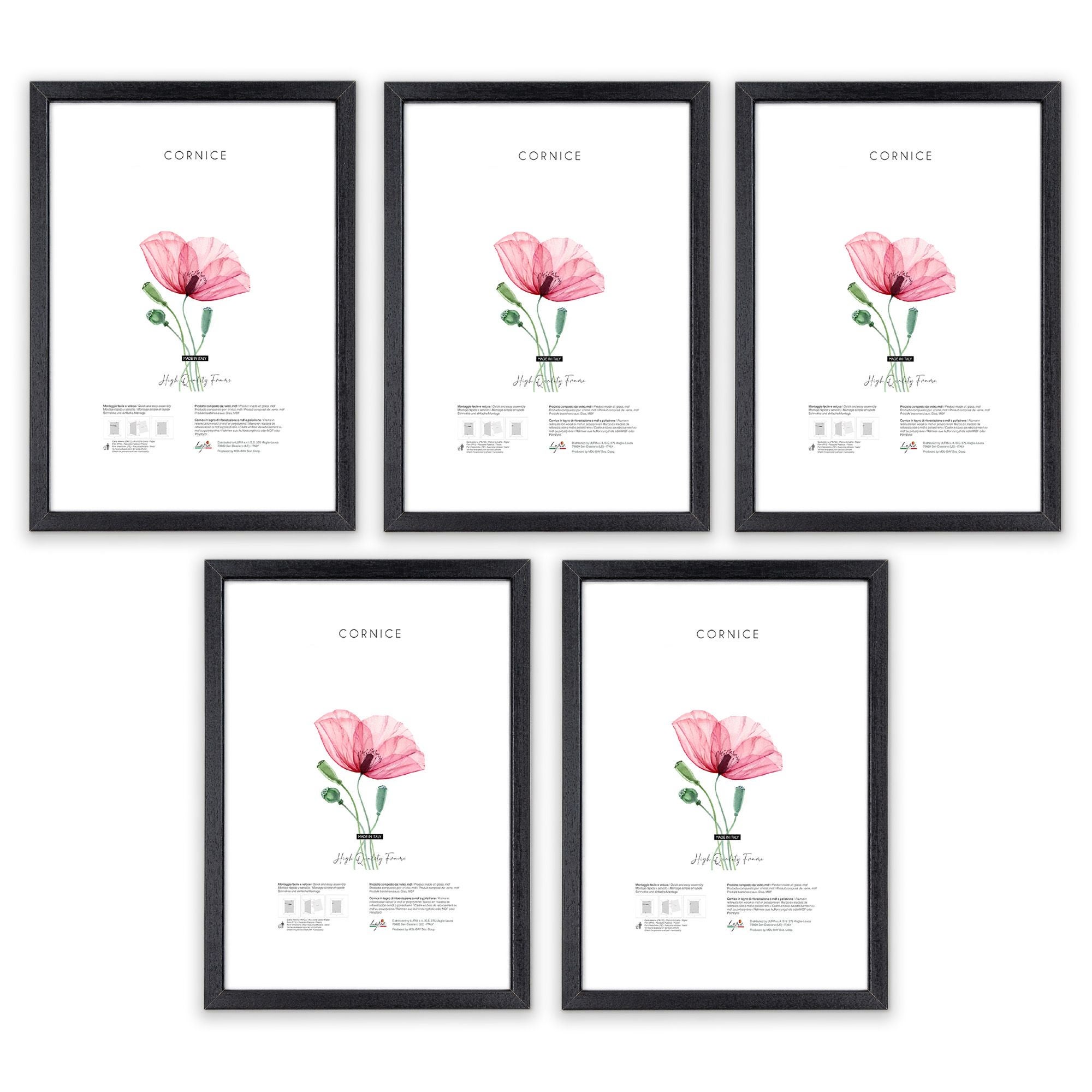 Cornice Foto 32x45 Cm In Legno Di Pino Nero Con Vetro Antiriflesso - Personalizzabile - Foto 6