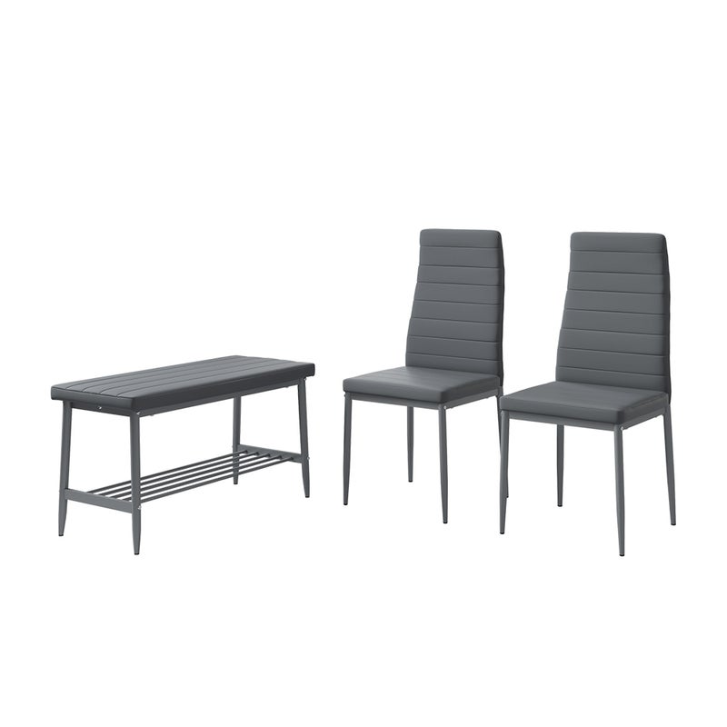Vicco Ławka i krzesło Grand, Szary, 85 x 46.5 cm 3-częściowy zestaw