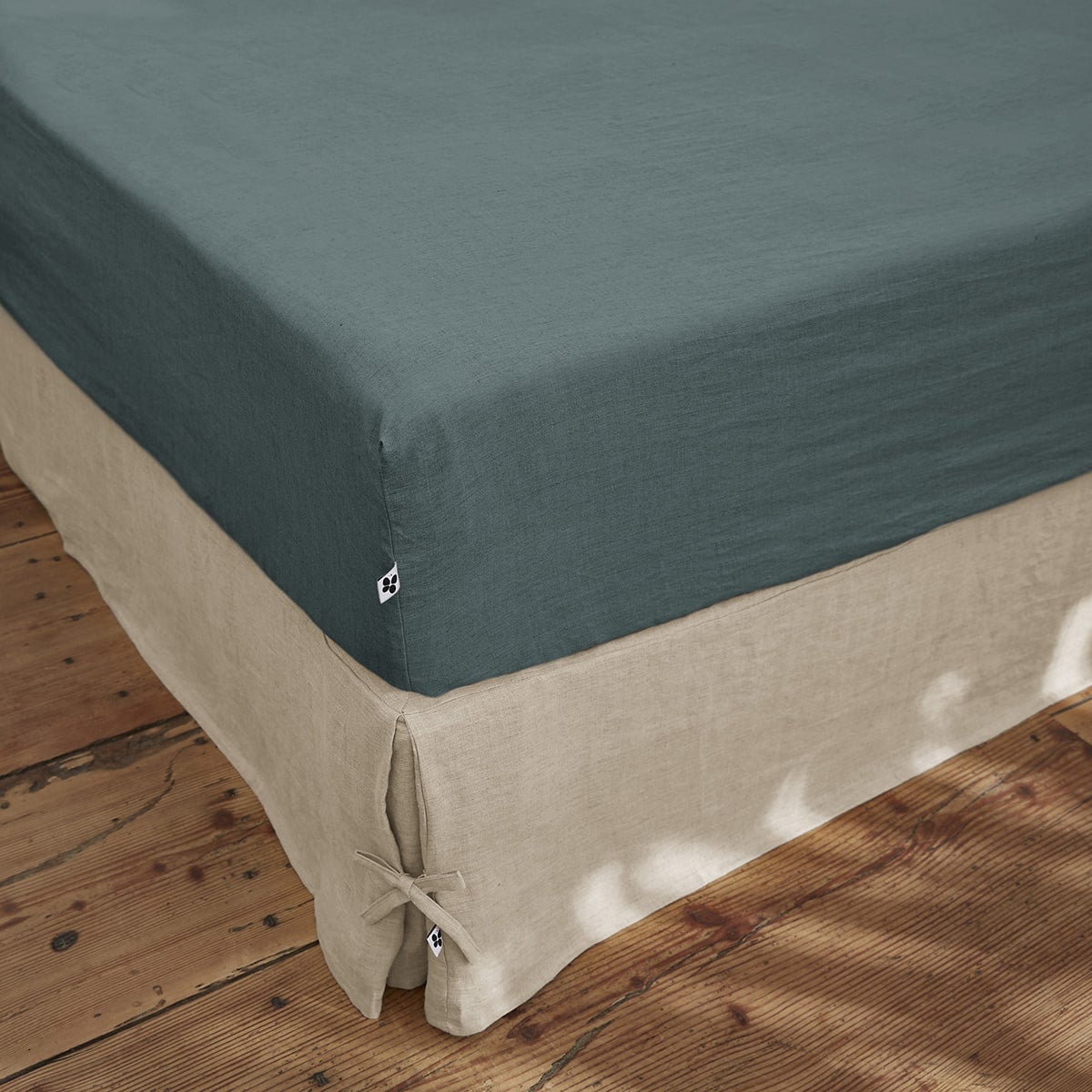 MARGAUX - Drap Housse 140x190cm Lin Lavé Coloris Ardoise - 2