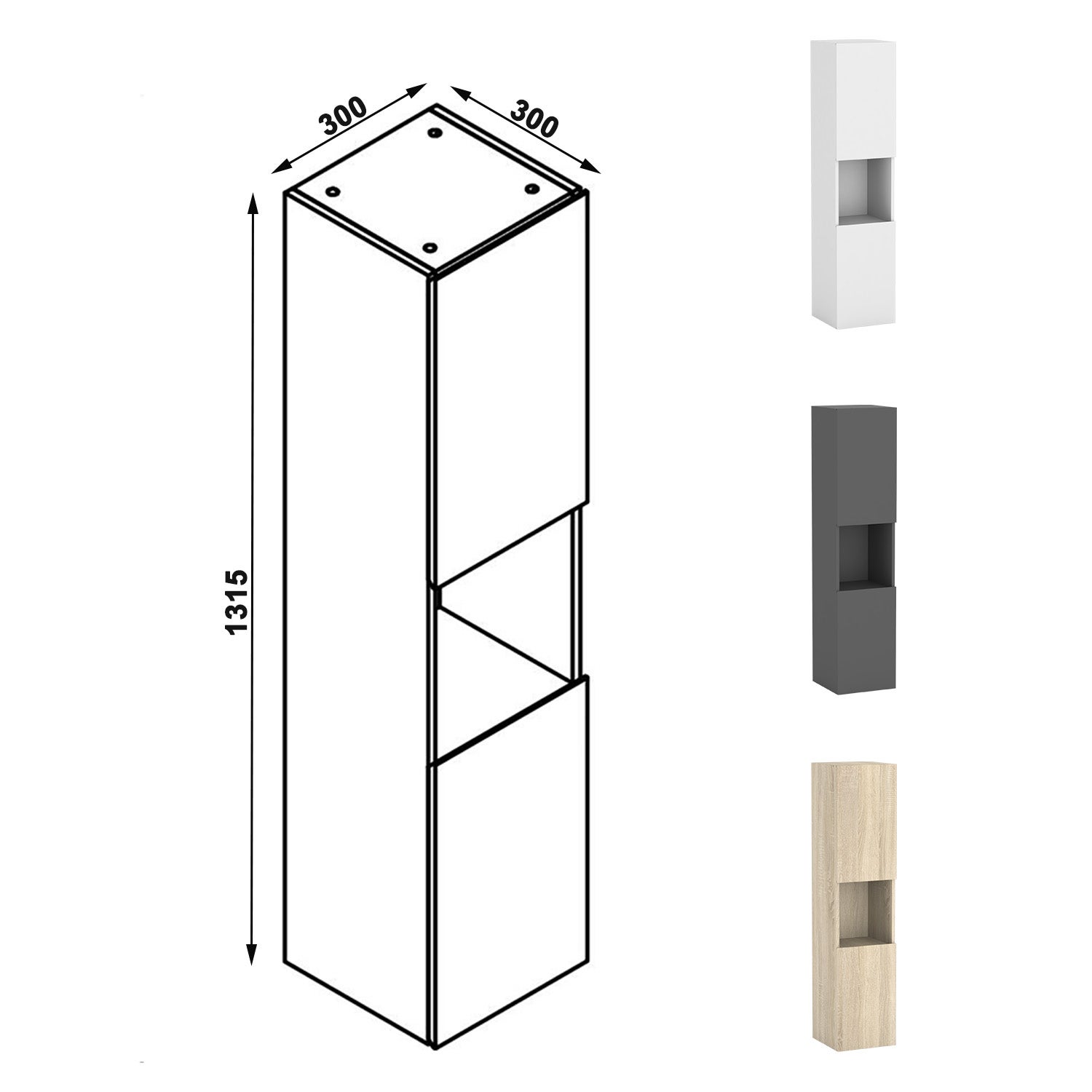 Ensemble meubles Salle de Bain 120cm vasque + colonne + miroir lumineux Chêne Wotan - 5