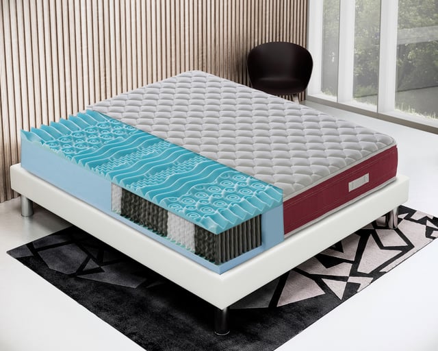 MaterassieDoghe - Colchão 140x200 de molas com molas ensacadas e espuma viscoelástica - 9 zonas diferentes