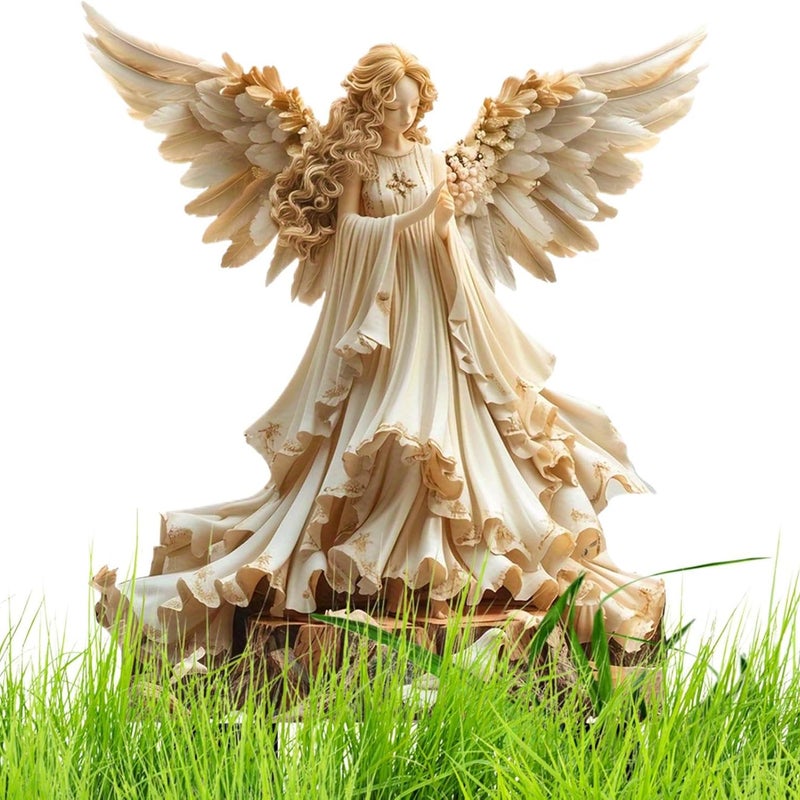 Figurka anioła | Dziewczynka-anioł karmiąca gołębie, palik ogrodowy, akrylowa figurka ogrodowa na ścieżki, trawnik, patio, podwórko