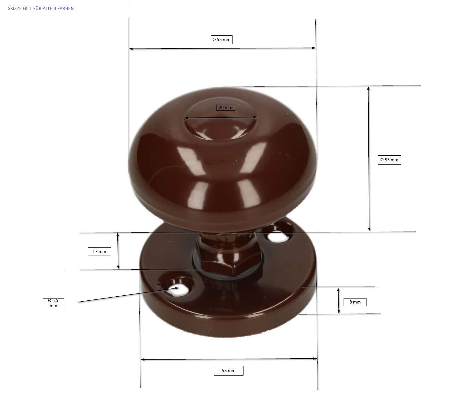 Pomello Porta KOTARBAU Ø55mm | Vernice Polvere | Nero | Per Cancelli E Porte - Foto 3