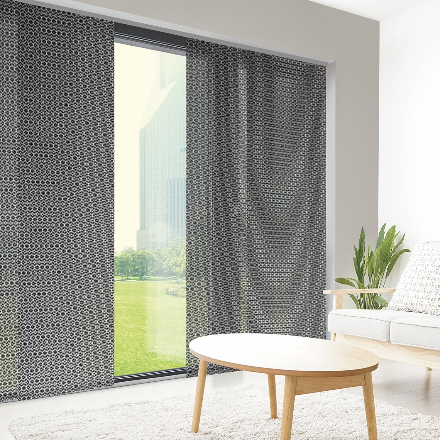 MADECOSTORE Panneau Japonais Tamisant Motif à Chevrons Blanc 50cm Blanc L50 X H250cm 72031554