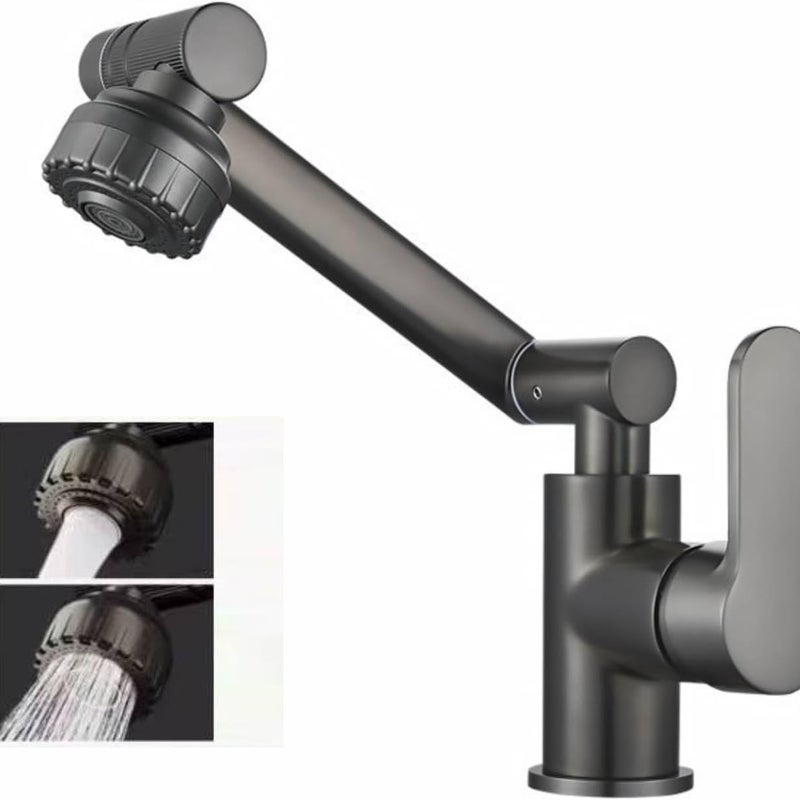 Bateria kuchenna, aerator 1080°, 2 strumienie, z elastycznym przewodem przyłączeniowym ciepłej i zimnej wody o długości 60 cm - Czarna