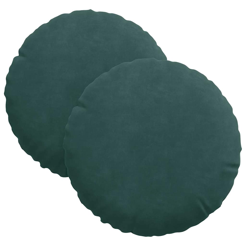 Cojines de asiento, 2 piezas, terciopelo, verde oscuro, Ø30 × 13 cm - 2