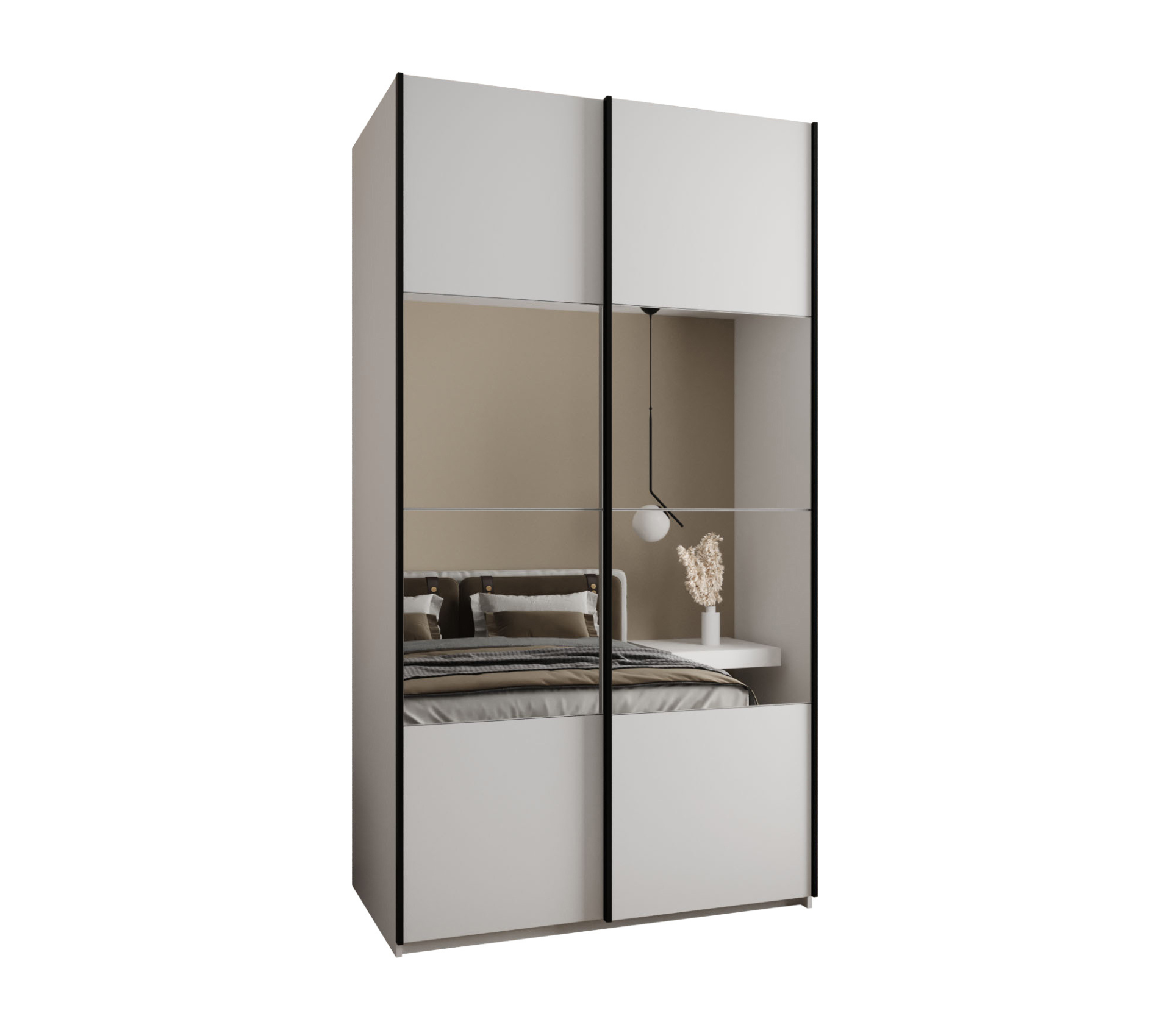 Szafa przesuwna wysoka Lux 4 140 x 64 x 245,5 cm biały + biały + u. czarny - Abiks Meble