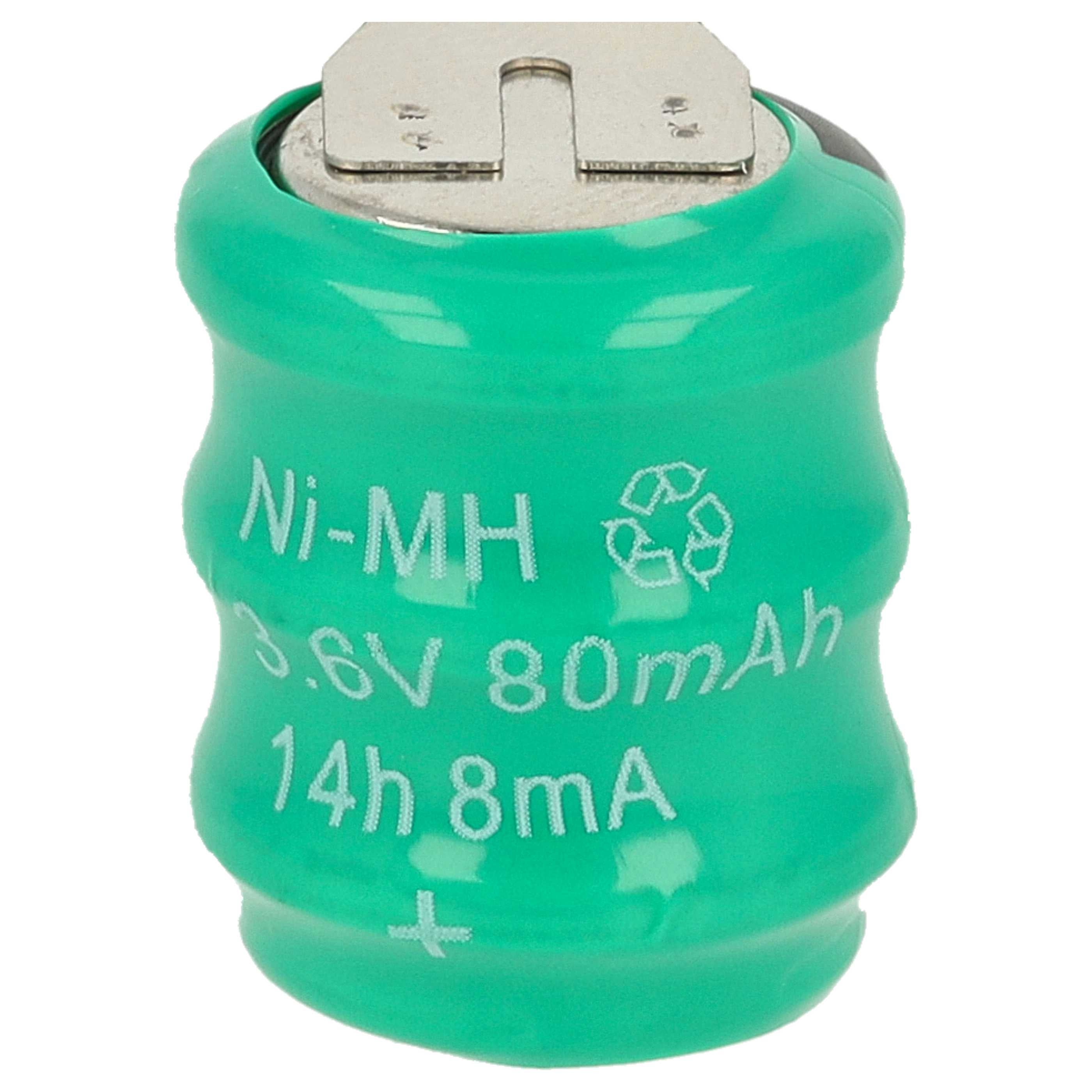 vhbw NiMH pile bouton de remplacement pour type V80H 3 épingles 80mAh 3,6V convient pour les batteries de modélisme etc. - 5