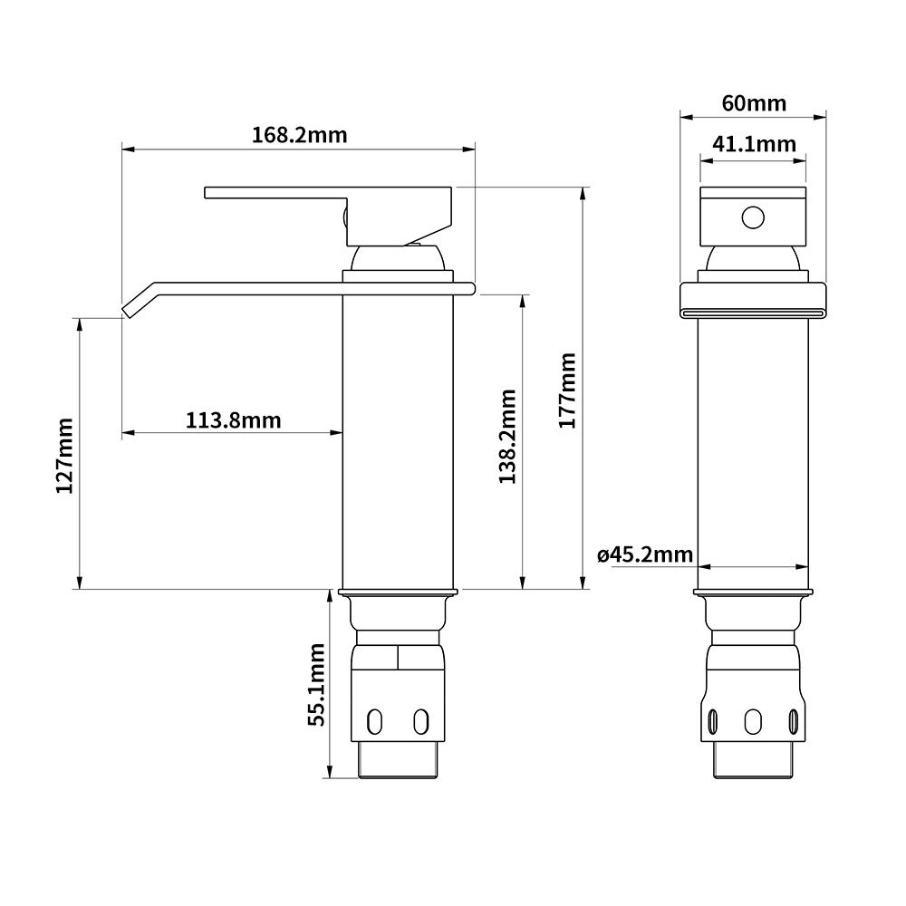 Robinet Salle de Bain Cascade Robinet de Lavabo en Laiton Mitigeur de Salle de Bain Chromé Forme Carré - 8