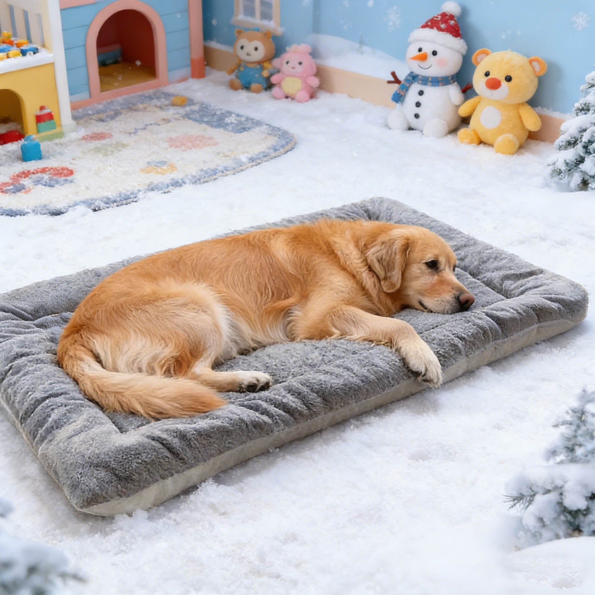 Tapis pour chien 120 cm, flanelle épaisse hiver, lit pour grand chien, coussin doux et confortable, tapis de cage idéal pour sommeil et repos - 7