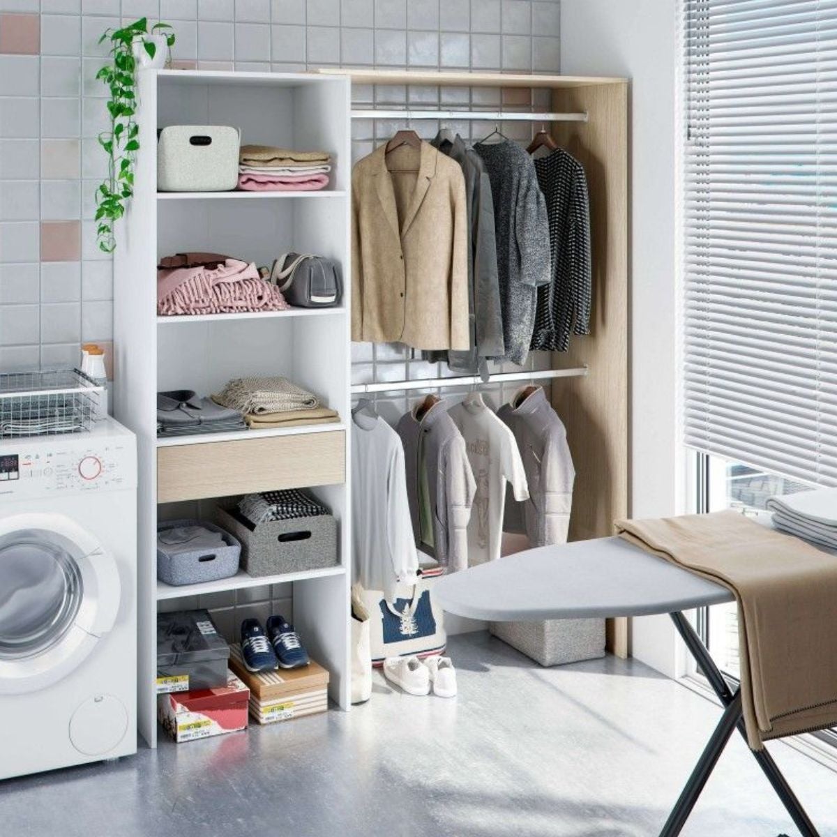 Dressing DRESS - Penderie 2 barres + 3 niches + 1 étagere + 1 tiroir - - 7