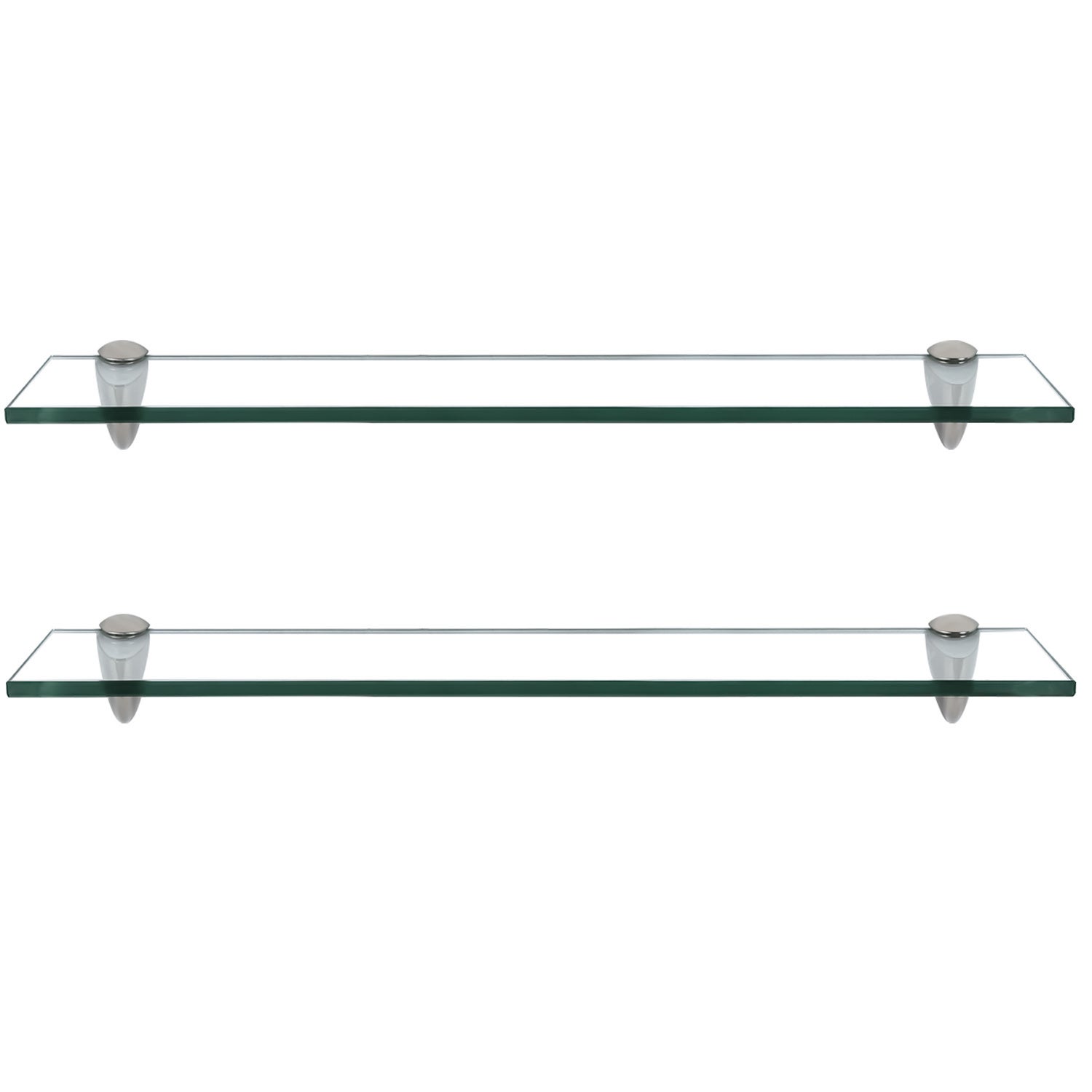 Półka ścienna | Panele półkowe szklane przezroczyste 60 x 10 cm do kuchni i łazienek 2 szt.