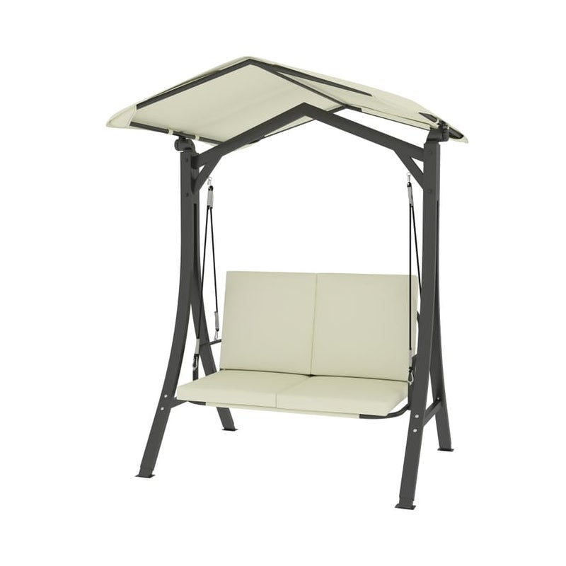 2-osobowy z regulowanym dachem przeciwsłonecznym,wygodnym siedziskiem i pokrowcem ochronnym,ładowność 220 kg,UV30+,do ogrodu i na taras,150x120x182 cm