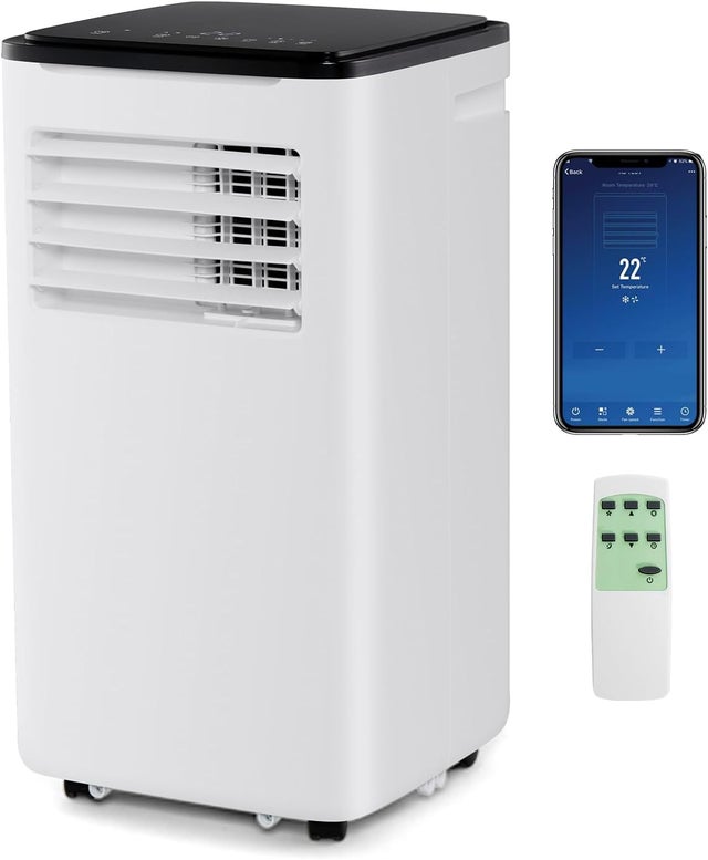 Ar condicionado portátil de 9000 BTU com exaustor, ventilador e desumidificador 4 em 1, frigorífico e aquecedor