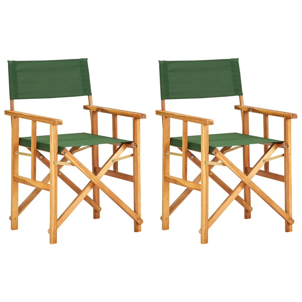 Chaises de metteur en scène lot de 2 bois massif d'acacia vert | Leroy ...