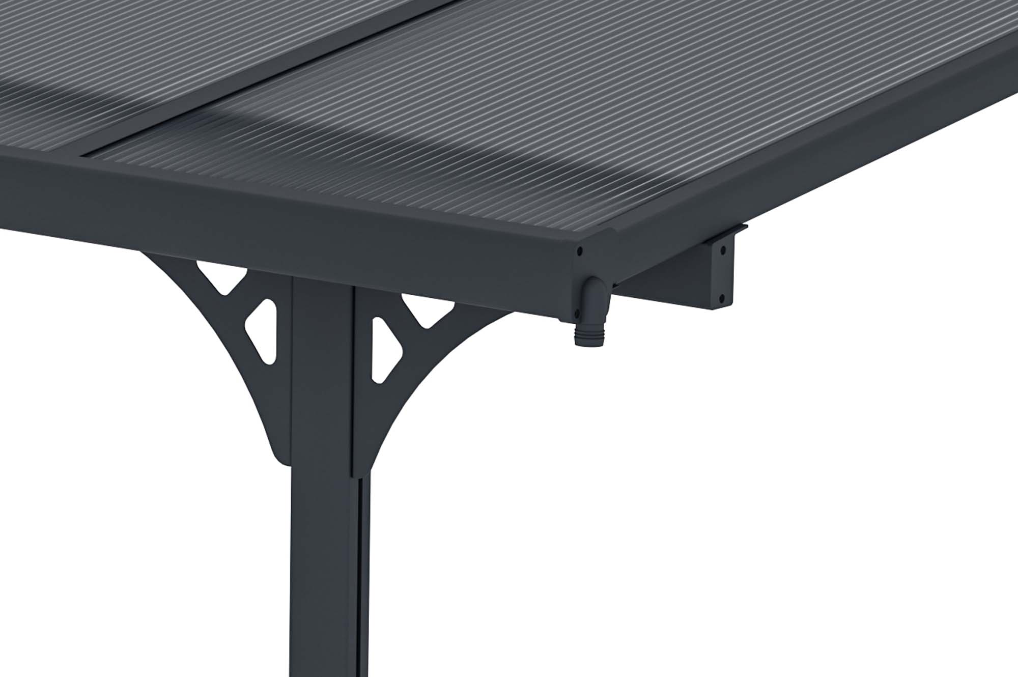 Pergola/Cochera adosada KLEO 4m x 3m aluminio Gris - 7