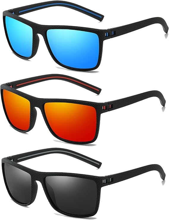 3 Pièces Lunette de Soleil, Lunettes de Soleil Homme Polarisées, Cadres Vintage, Classiques, éLéGants, Objectifs Haute DéFinition, Conduite, Cyclism - 3