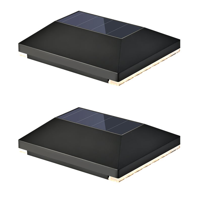 Wodoodporna lampa solarna zewnętrzna, czarne ciepłe światło, słupek do bramy ogrodzeniowej, L127 * W105 * H34 mm, 2 sztuki