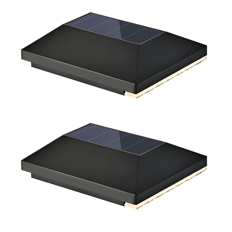 Wodoodporna lampa solarna zewnętrzna, czarne ciepłe światło, słupek do bramy ogrodzeniowej, L127 * W105 * H34 mm, 2 sztuki