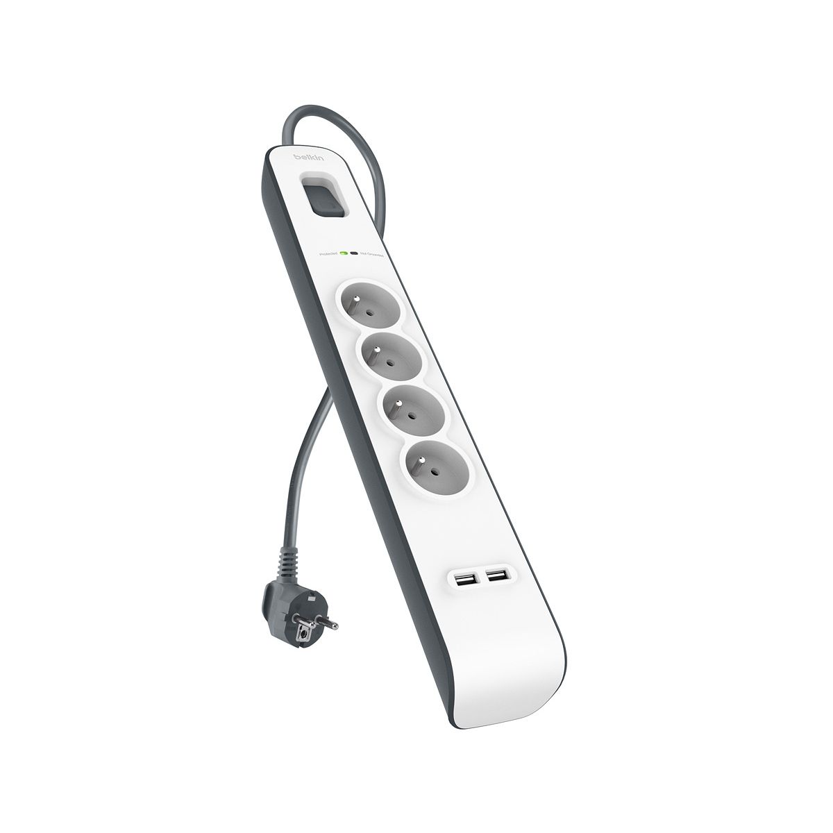 Belkin BSV401CA2M Presa Filtrata Multipla, Protezione dalle Sovracorrenti, con 4 Prese CA, 2 Prese USB, EU Tipo Francia - 3