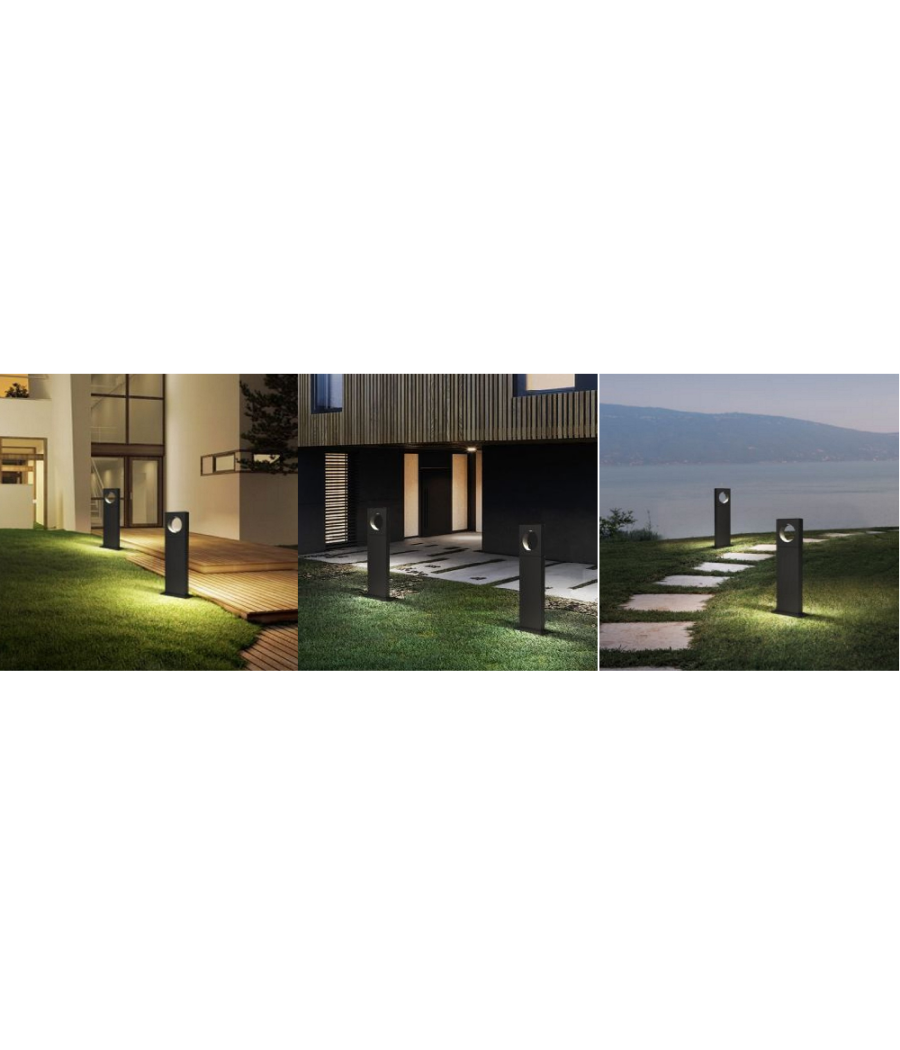 Trade Shop - Lampada Palo Da Giardino A Led Cerchio 50 Cm 12 W Nero Luce 6500k 4000k 3000k Es60 - Bianco Freddo - - 6