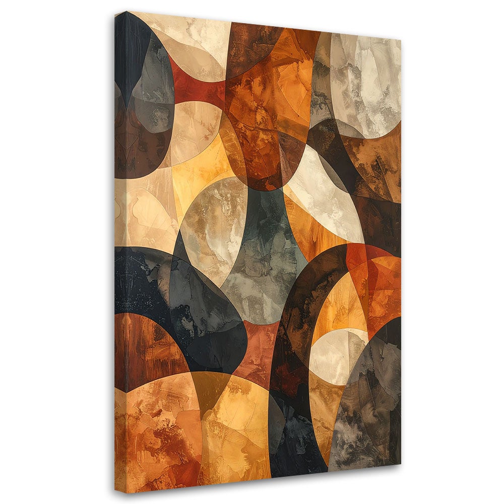 Obraz na płótnie do salonu sypialni, Abstrakcja geometria w beżowo złotych i rudo brązowych odcieniach 80x120