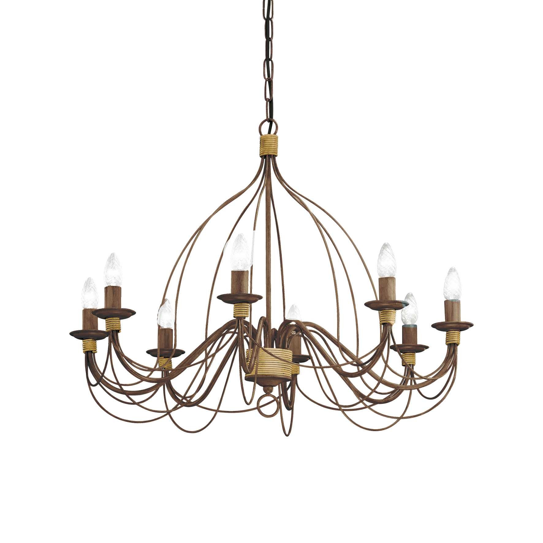 Dmora  Chandelier Sans Abats Jours Corte Métal Brun Rouille 8 Ampoules 80Cm Blanca , Leroy Merlin