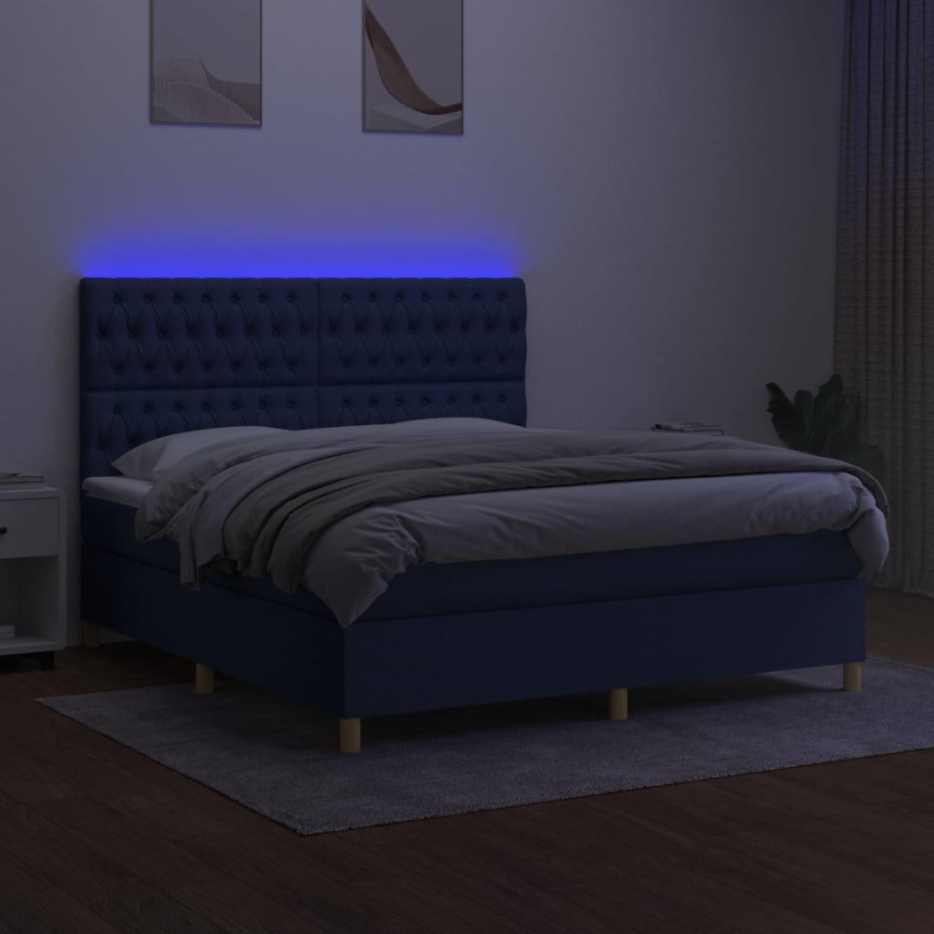 Maison Exclusive - Sommier à lattes de lit et matelas et LED Bleu 180x200 cm Tissu - 4