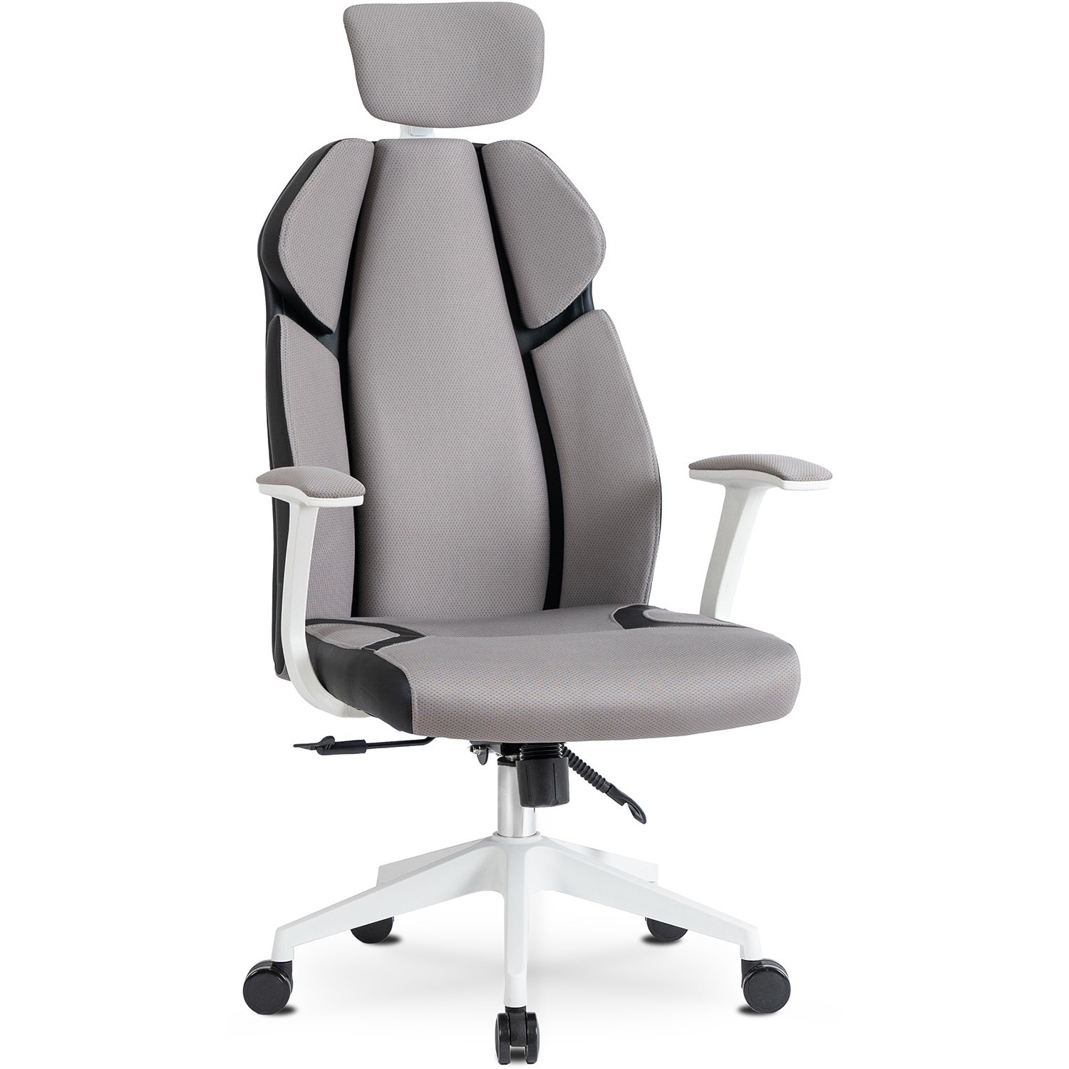 Krzesło Obrotowe Biurowe Fotel Ergonomiczny Obrotowy Szary Biały DUNCAN