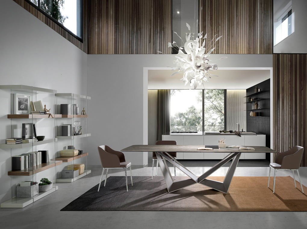 Mensola in legno di noce e vetro 140 x 33 x 180 cm - 8