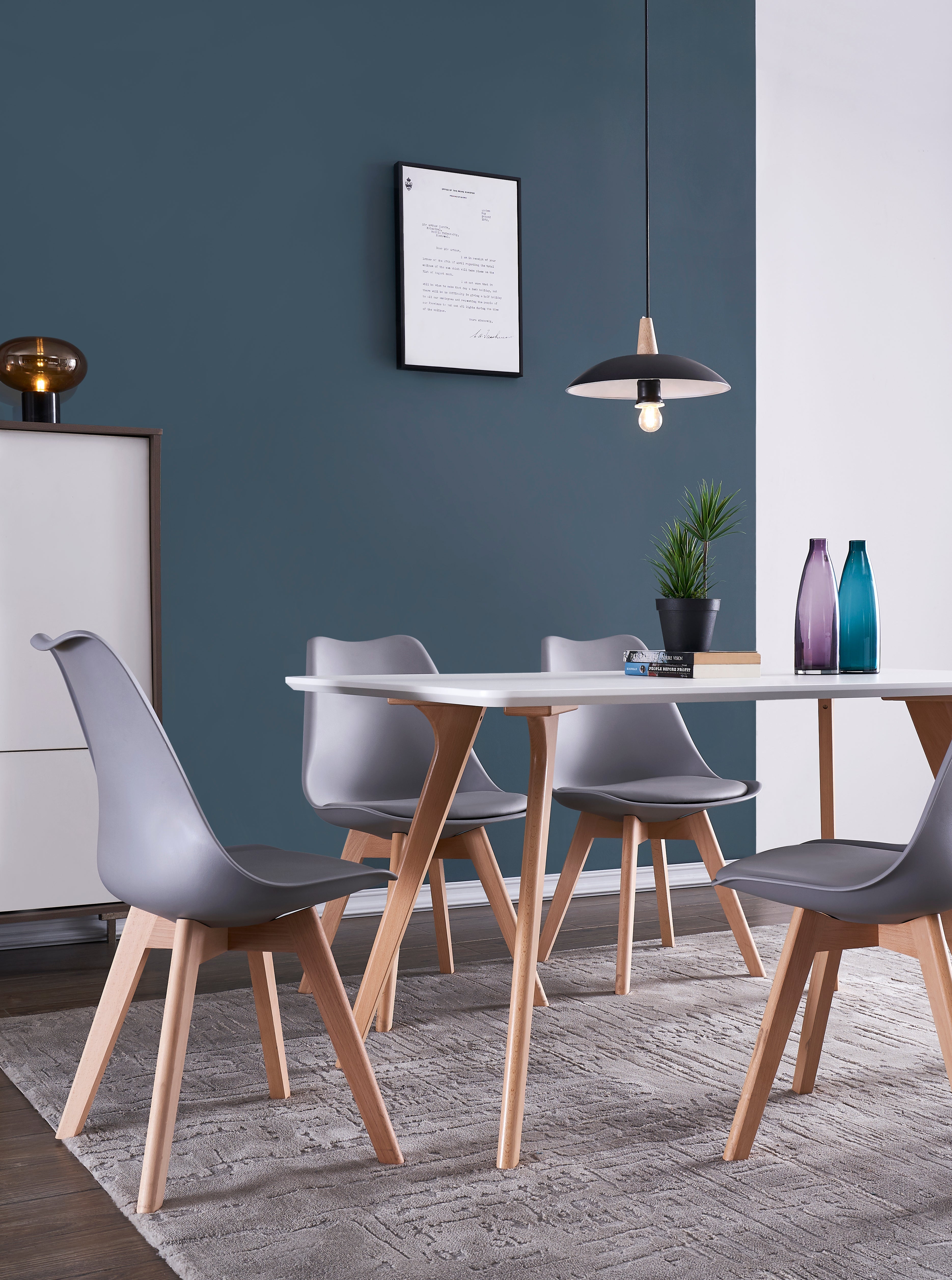 DEWINNER Chaises de Salle à Manger scandinave, Chaise de Bureau rétro, Gris, Lot de 6 - 5