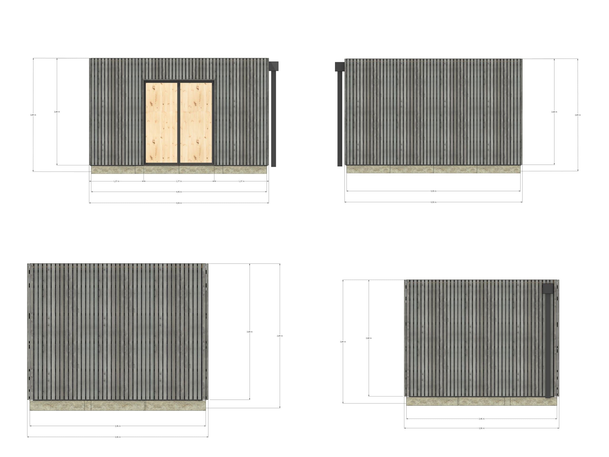 Studio de jardin hébergement en bois 4,4 x 3,5 x 2,7 m / menuiseries alu k-line - 4