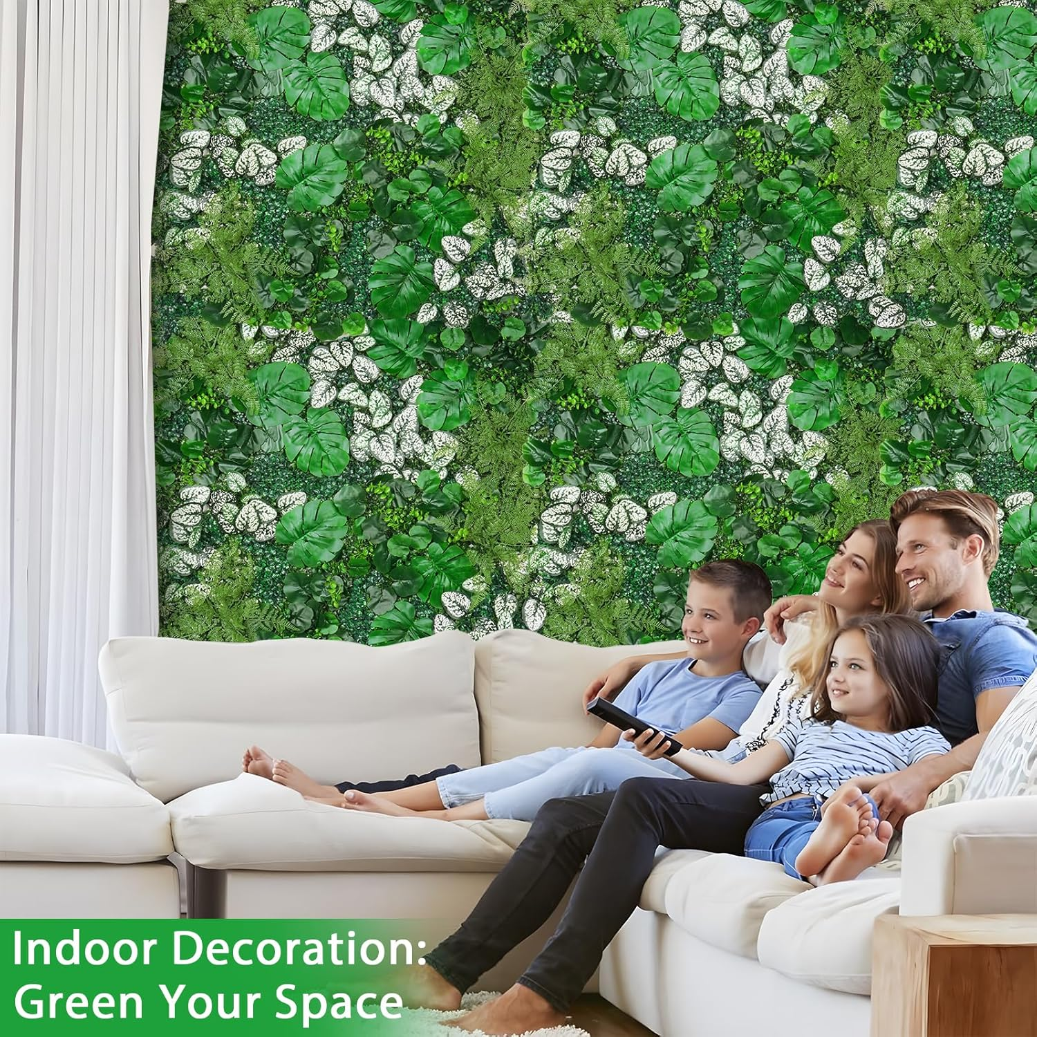 Mur végétal artificiel, haie artificielle, clôture brise-vue avec protection UV, toile de fond en verdure artificielle, 60 cm x 40 cm - 8