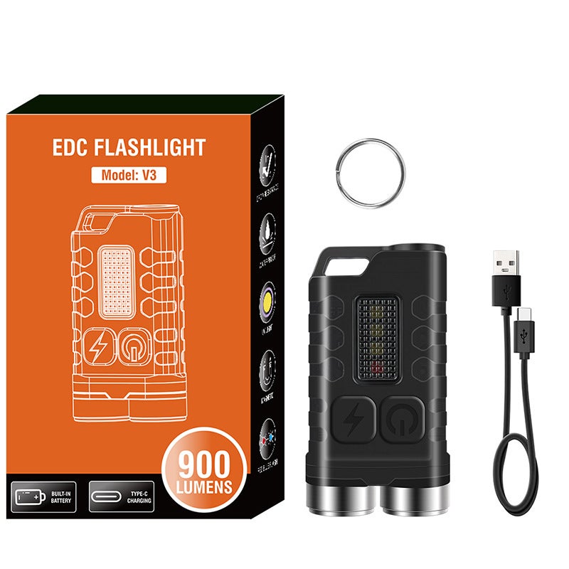 Mini lampe de poche puissante rechargeable avec 6 modes d'éclairage avec lumières UV rouges et bleues, porte-clés avec aimant dans la base | Leroy Merlin