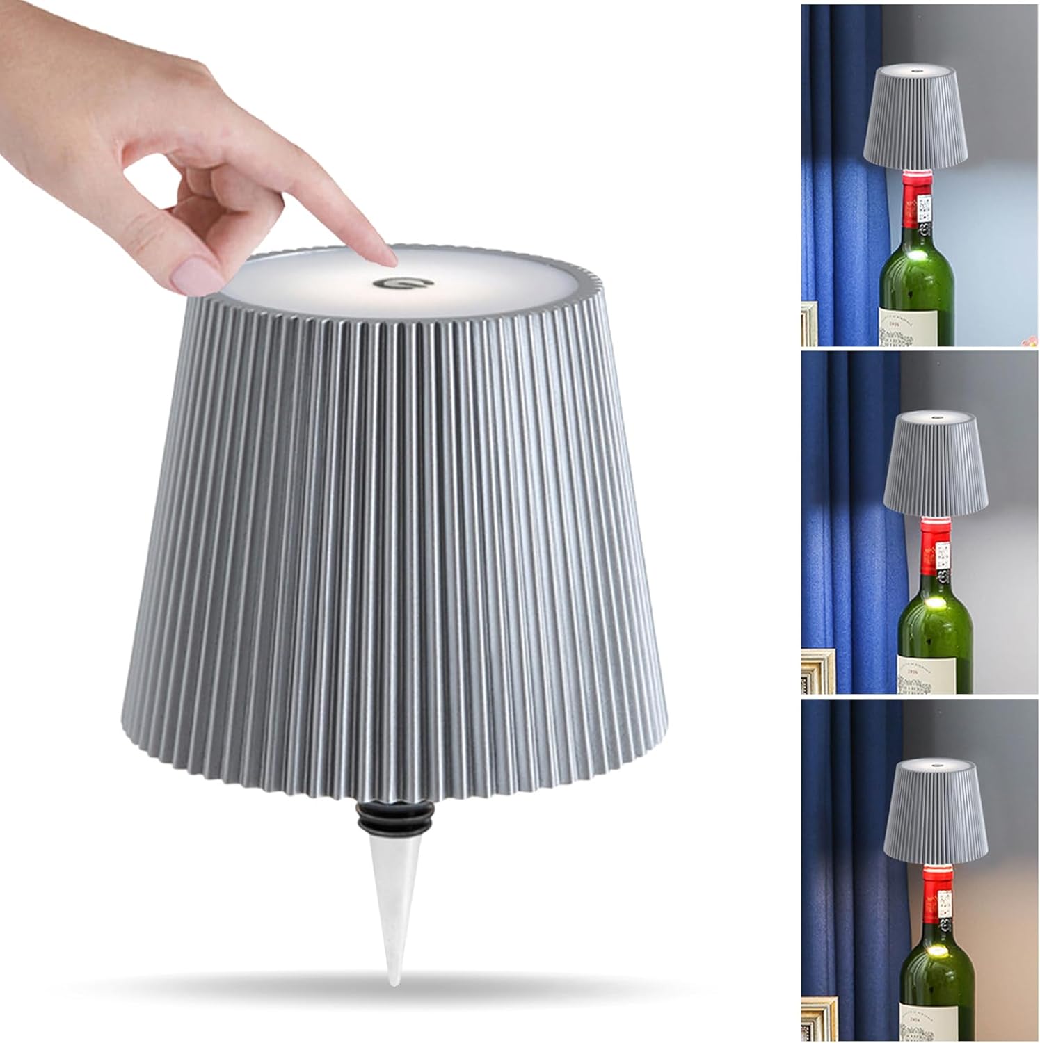 Quntis Lámpara De Mesa Recargable Inalámbrica, Regulable Táctil 3000K-5000K, Lámpara De Escritorio LED Portátil Para Interior/Exterior, Restaurante/Bar/Camping/Dormitorio/Sala De Estar, Negro(2PZ