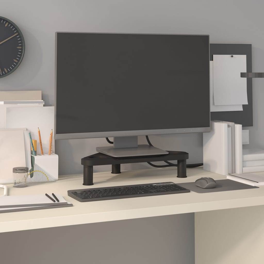 Narożna podstawka pod monitor, czarna, 49x28x10,5 cm vidaXL